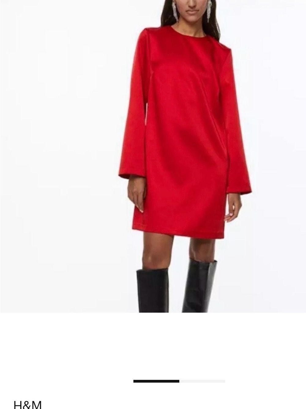 H&M Vibrant Red Long-Sleeve Shift Dress